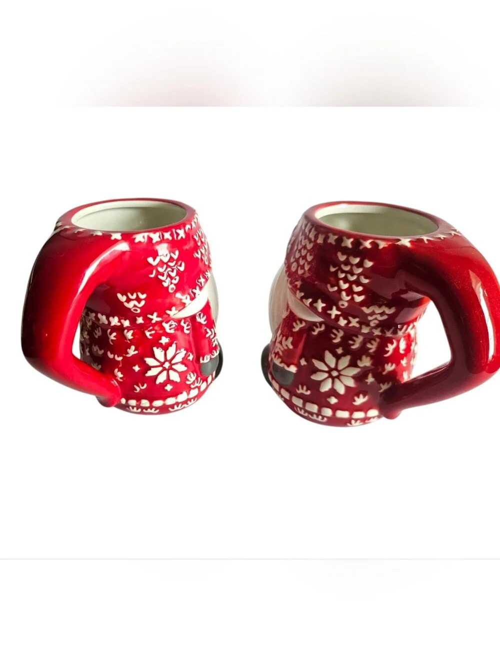Pottery Barn Red & White Christmas Gnome Mugs Set of 2 - NEW
